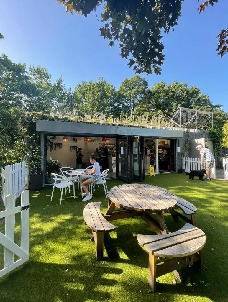 Outdoor café terrace ready for a park social