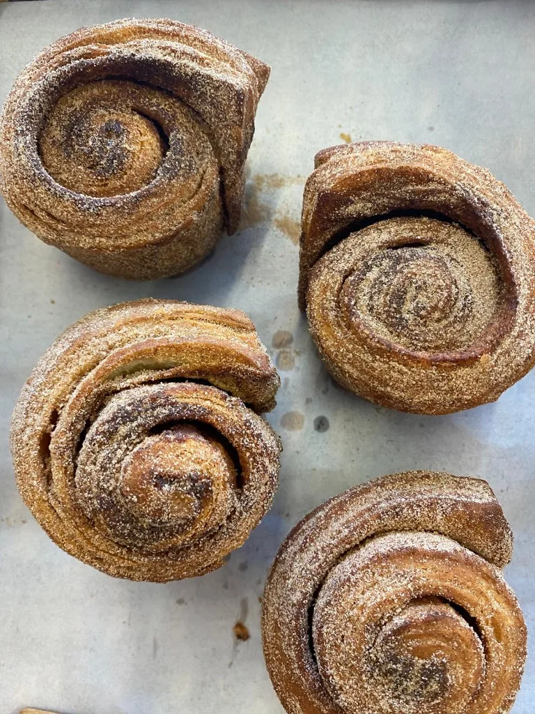 Fresh cinnamon rolls for a bakery morning event
