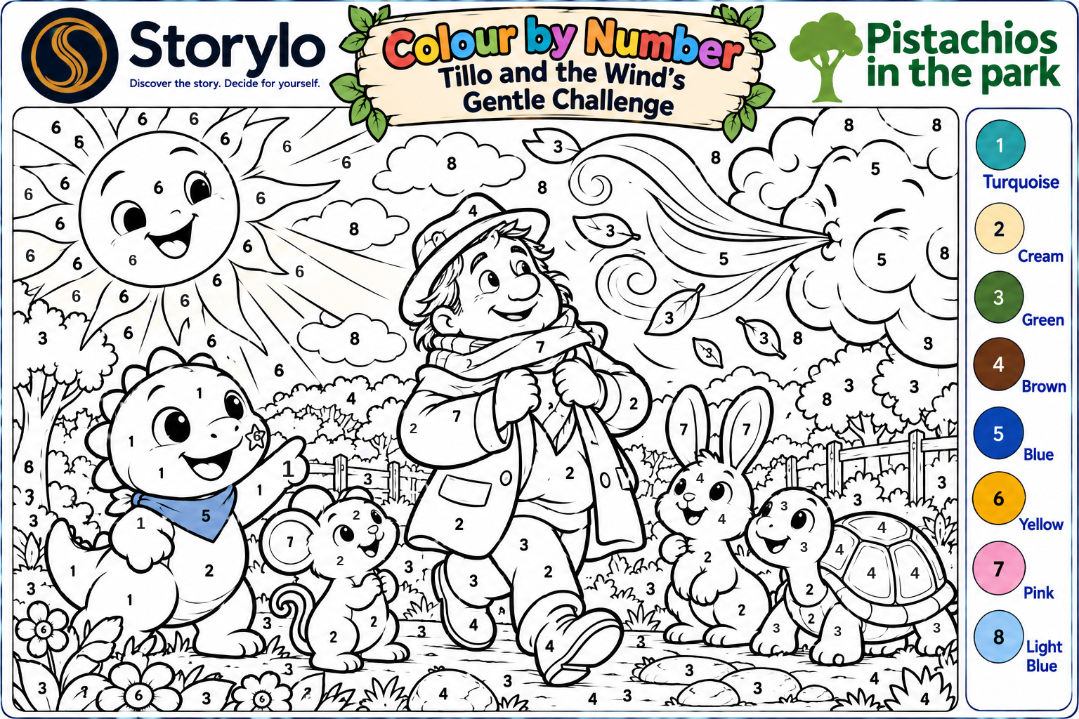 Tillo the Storysaur colour-by-number