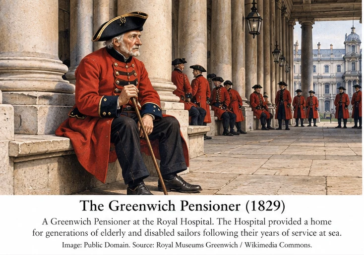 A Greenwich Pensioner at the Royal Hospital, 1829