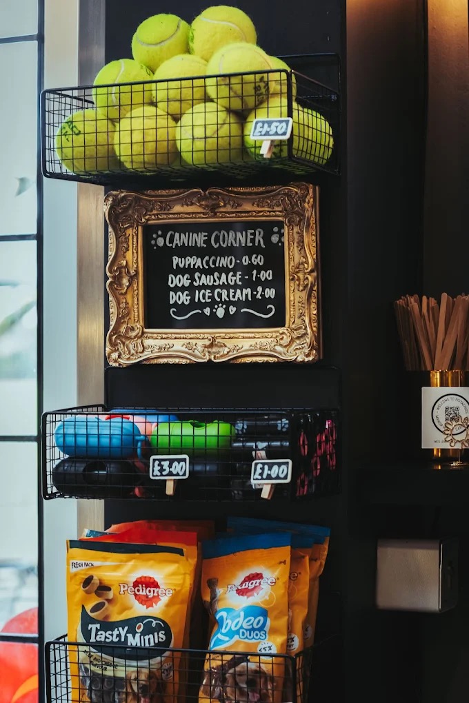 The Canine Corner at Manor House Gardens — tennis balls, puppaccino and dog treats